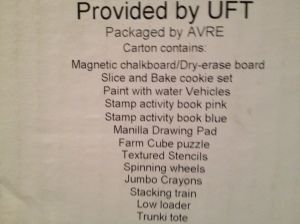 Second box list of contents 